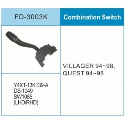福特组合开关 Reference Item Number: F4XY13K359A, XF5Z13K359BA,629-00105,DS-1049  1AZTS00105 88923799, F6283 F8XZ-13K359-AAA YF5Z-13K359-BA • Fit To:   Ford Explorer (01-00)  Ford Explorer Sport Trac (01)  Mercury Villager (98-94)  Nissan Quest (98-94) Windshiel