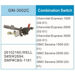 通用组合开关 OEM#26102160  Chevrolet Express 1500 (02-01)  Chevrolet Express 2500 (02-01)  Chevrolet Express 3500 (02-01)  GMC Savana 1500 (02-01)  GMC Savana 2500 (02-01)  GMC Savana 3500 (02-01)  HEADLAMP SWITCH  LOSUN# GM-3002C